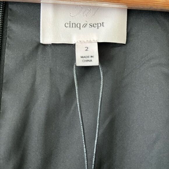 Cinq a Sept Dorina Black Long Puff Sleeve Scoop Neck Mini Dress Size 2 NWT $465 - Picture 5 of 5